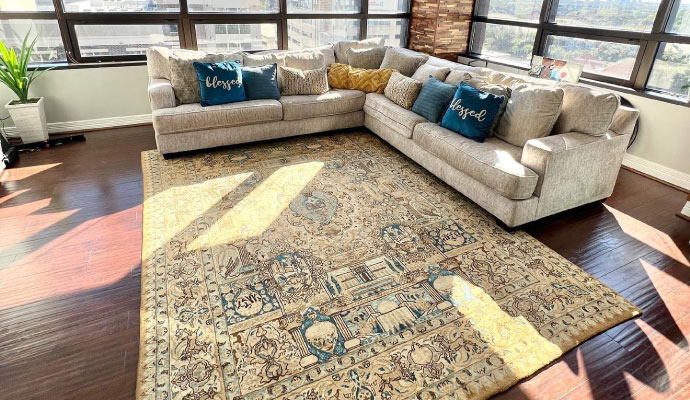 Area rug on the floor