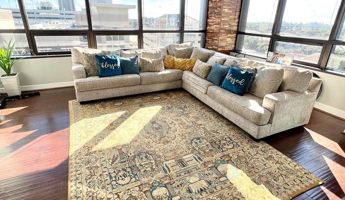 A sunlit living room